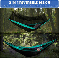 Camping Hammock - Camping Essentials, Double Hammock with Bug Net, Camping Gear Hammock for Outside, Hiking, and Travel (Black & Seafoam)