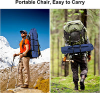 Folding Camping Collapsible Chairs Heavy Duty Lawn Chair with Cooler Bag, Storage Pocket, Waterproof Bag Outdoor Arm Chair, Supports 225LBS, Cyan