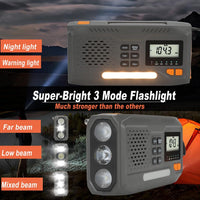 7400Mwh Emergency Weather Radio, Solar Hand Crank NOAA AM FM Portable Radio | Built-In Flashlight, Phone Charger, SOS Alarm & Digital Display, Perfect for Hurricane Survival Camping Outdoor Emergency Use