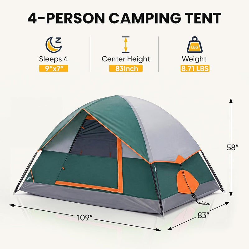 2/4/6/8 Person Camping Tent, Waterproof Windproof Tent with Rainfly for Outdoor,Enhanced Stability for Family Outdoor Camping Hiking, Lightweight Easy Setup with Carry Bag