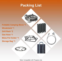 27000 Btus 2 Burner Folding Camp Stove with Windshield, Portable Camping Stove Propane with Adjustable Burners &Carring Bag, Propane Gas Stove for Camping, Tailgating, BBQ
