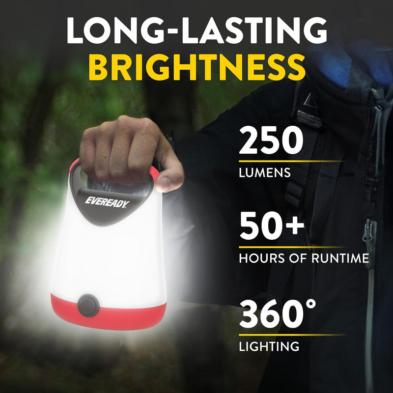 LED Camping Lantern X-250, Bright Tent Lights, Rugged Water Resistant LED Lanterns, 100 Hour Run-Time, Red and Black