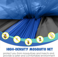 Camping Hammock - Camping Essentials, Double Hammock with Bug Net, Camping Gear Hammock for Outside, Hiking, and Travel (Blue & Gray)