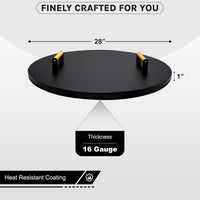 28” round Fire Pit Lid – Heat Resistant Fire Pit Cover round Metal for Outdoor Fireplace -16 Gauge Steel Flat Fire Pit Burner Pan Cover with 2 Wooden Handles Snuffer Lid for Patio Firepit Ring
