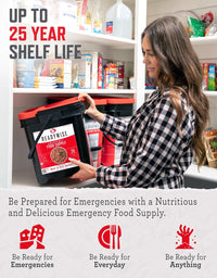 Emergency Food Supply - 88 Servings Meat & Rice Bucket, Freeze Dried Protein Meals, Camping Essentials, Bulk Rice & Survival Food, Disaster Prepping Supplies, up to 25 Year Shelf Life
