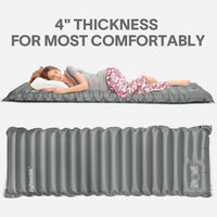 ® Sleeping Pad Mat Camping Sleeping Pad, Thick 4 Inch Camping Mattress Pad, Built-In Foot Pump Fast Self Inflating Sleeping Pad Backpacking for Campings Hiking Ultralight