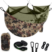 Camping Hammock - Camping Essentials, Double Hammock with Bug Net, Camping Gear Hammock for Outside, Hiking, and Travel (Camouflage)