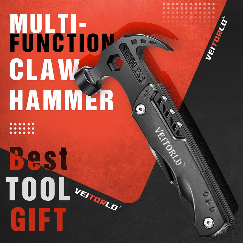 Gifts for Men Dad Him Fathers Day, Unique Anniversary Birthday Gifts Idea for Men Him Husband Boyfriend, All in One Tools Hammer Multitool, Camping Hunting Hiking Presents, Cool Gadgets