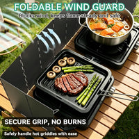 2 Burner Camp Stove 24000 BTU, Portable Propane Camping Stove with Windshield, Foldable Gas Stove with Adjustable Burners, Carry Bag, Camping Cooking Set for RV, Tailgating, Survival, Black