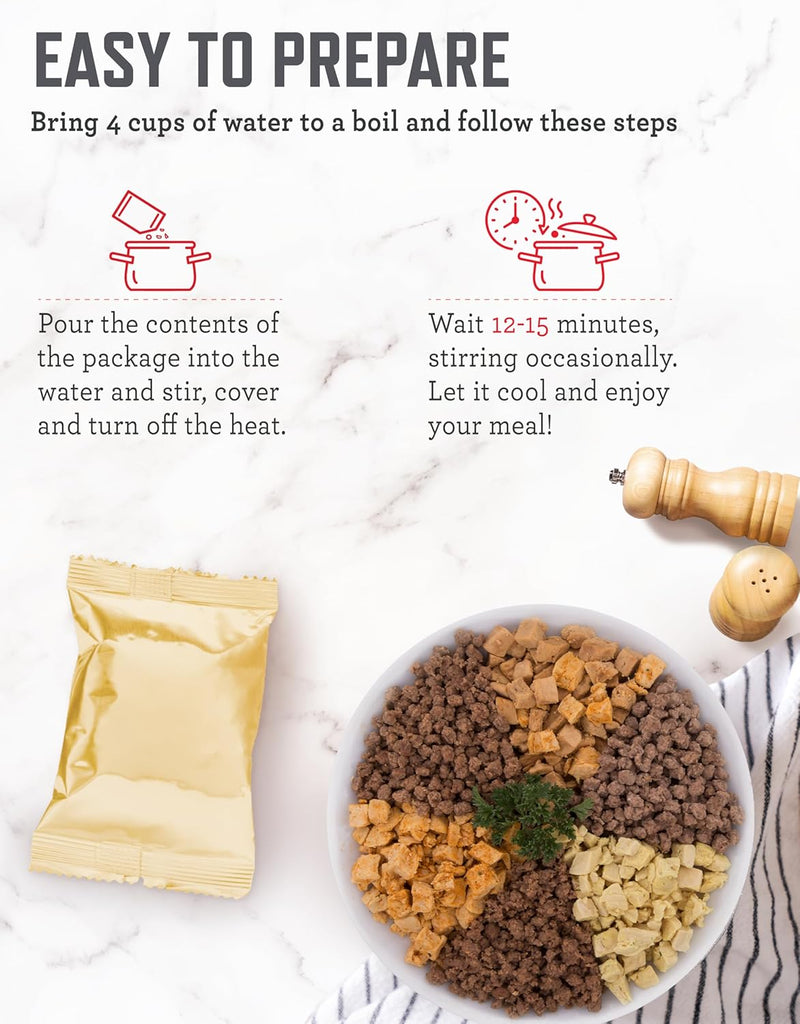 Emergency Food Supply - 88 Servings Meat & Rice Bucket, Freeze Dried Protein Meals, Camping Essentials, Bulk Rice & Survival Food, Disaster Prepping Supplies, up to 25 Year Shelf Life