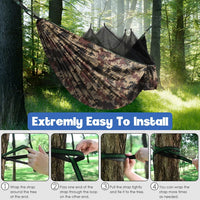 Camping Hammock - Camping Essentials, Double Hammock with Bug Net, Camping Gear Hammock for Outside, Hiking, and Travel (Camouflage)