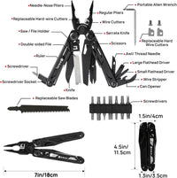 Multitool Pliers Pro BI2045AB, Stainless Steel Foldable Multi Tool with Upgraded Scissors and Screwdriver, Multitools with Replaceable Wire Cutters and Saw, Ideal for Camping,Fishing,Survival