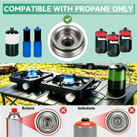 2 Burner Camp Stove 24000 BTU, Portable Propane Camping Stove with Windshield, Foldable Gas Stove with Adjustable Burners, Carry Bag, Camping Cooking Set for RV, Tailgating, Survival, Black