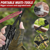 Multitool Pliers Pro BI2045AB, Stainless Steel Foldable Multi Tool with Upgraded Scissors and Screwdriver, Multitools with Replaceable Wire Cutters and Saw, Ideal for Camping,Fishing,Survival