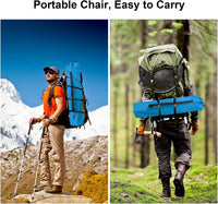 Folding Camping Collapsible Chairs Heavy Duty Lawn Chair with Cooler Bag, Storage Pocket, Waterproof Bag Outdoor Arm Chair, Supports 225LBS, Blue
