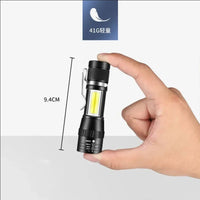T6 COB Light Flashlight Rechargeable Portable LED Flashlight Built-In Battery Zoom Flash Light 3 Mode Waterproof Emergency Torch