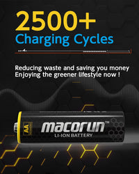 Rechargeable AA Batteries with Charger,3980Mwh High Capacity Lithium Batteries AA Rechargeable Batteries,1.5V Lithium AA Batteries, Double a Battery
