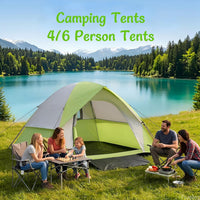 Camping Tents 4/6 Person Tents Camping Tents for Camping Waterproof Double Layer Waterproof Rain Fly for Family Outdoor Backpacking Hiking 3-Season Dome