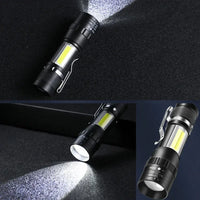 T6 COB Light Flashlight Rechargeable Portable LED Flashlight Built-In Battery Zoom Flash Light 3 Mode Waterproof Emergency Torch