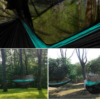 Camping Hammock - Camping Essentials, Double Hammock with Bug Net, Camping Gear Hammock for Outside, Hiking, and Travel (Black & Seafoam)