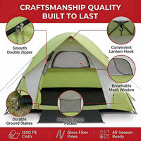 Camping Tents 4/6 Person Tents Camping Tents for Camping Waterproof Double Layer Waterproof Rain Fly for Family Outdoor Backpacking Hiking 3-Season Dome