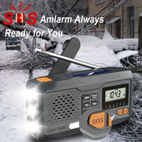 7400Mwh Emergency Weather Radio, Solar Hand Crank NOAA AM FM Portable Radio | Built-In Flashlight, Phone Charger, SOS Alarm & Digital Display, Perfect for Hurricane Survival Camping Outdoor Emergency Use